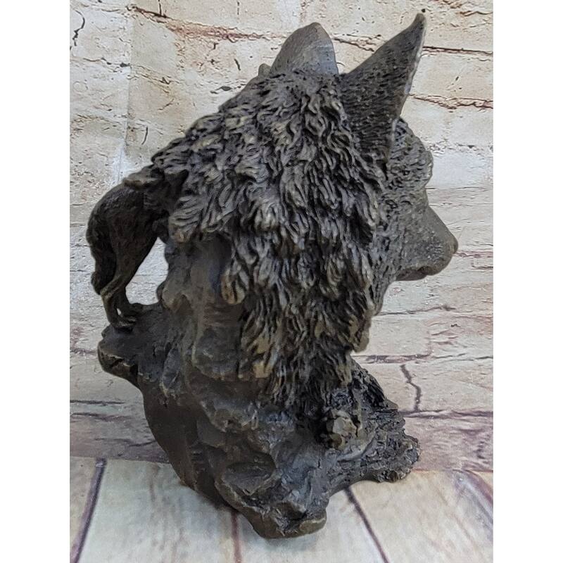 Signed Milo Deco European Wolf Bronze Sculpture Figure Figurine Hot Cast Decor