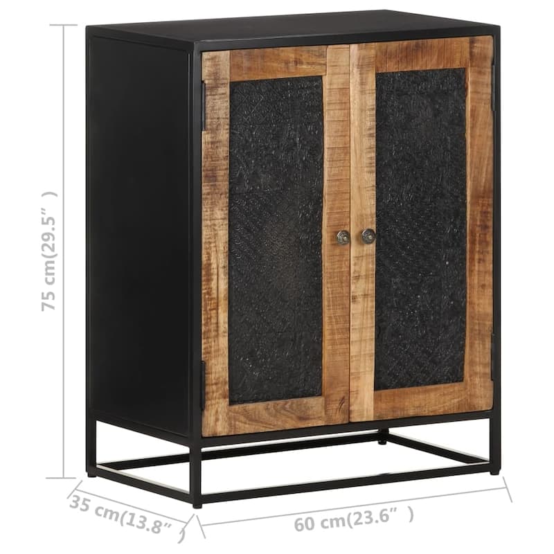 vidaXL Sideboard 23.6"x13.8"x29.5" Rough Mango Wood