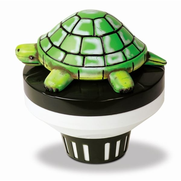 7.5" Green and White Turtle Floating Swimming Pool Chlorine Dispenser