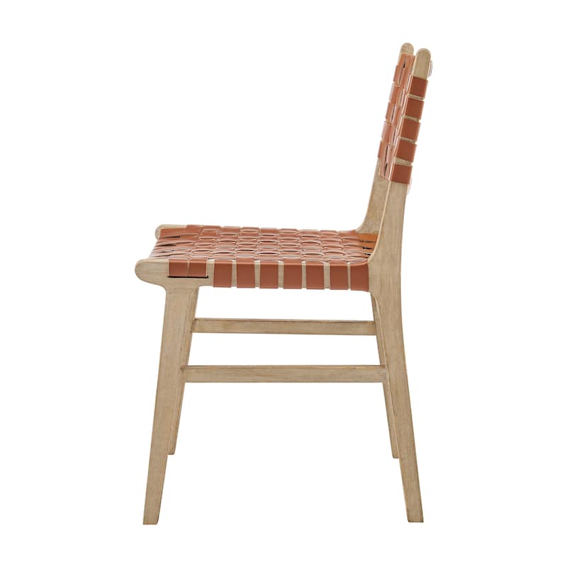 NPD Furniture Marco Faux Leather Dining Side Chair Drift Wood Frame (Set of 2)