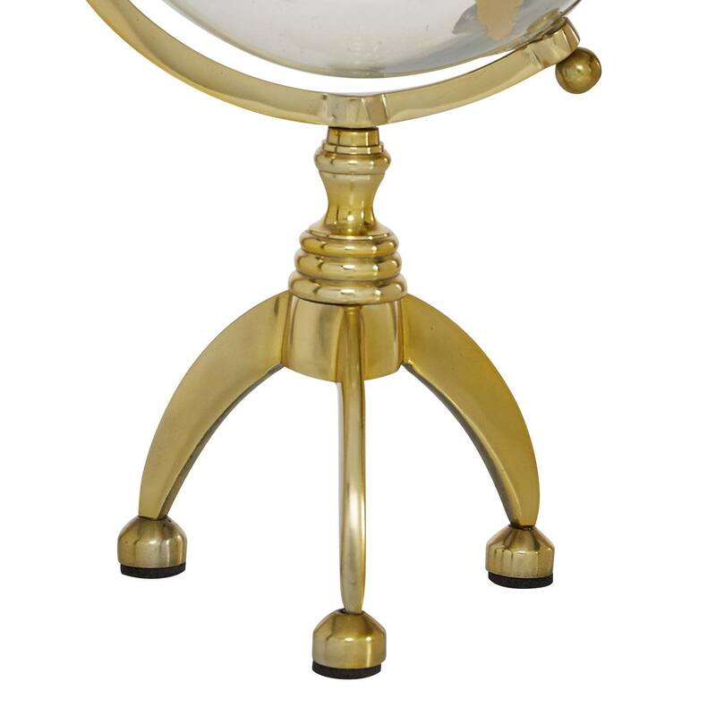 Aluminum Metal Globe with Tripod Base - Silver or Gold - Roche River Decor