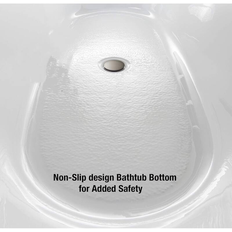 Stufurhome 67 In. Freestanding Acrylic FlatBottom Design Bathtub with Brushed Nickel Overflow and Drain Included in Black