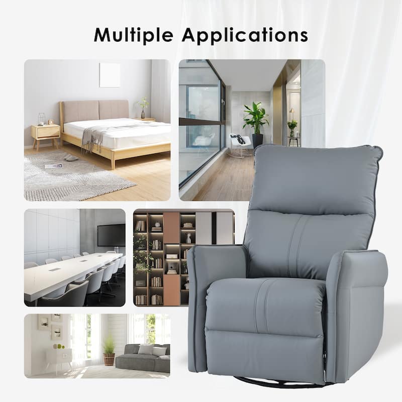 Rocking Recliner Chair,360 Degree Swivel Nursery Chair,Glider Chair,Home Theater Seat,Side Pocket(Blue-gray)