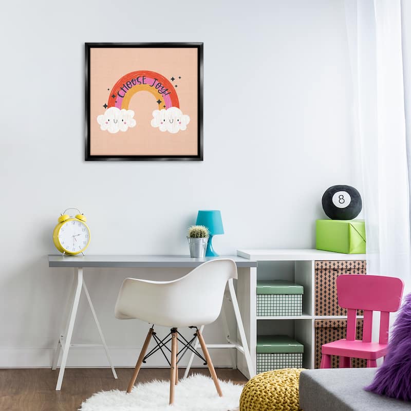 Stupell Choose Joy Happy Rainbow Framed Floater Canvas Wall Art Design By Sarah Hickman