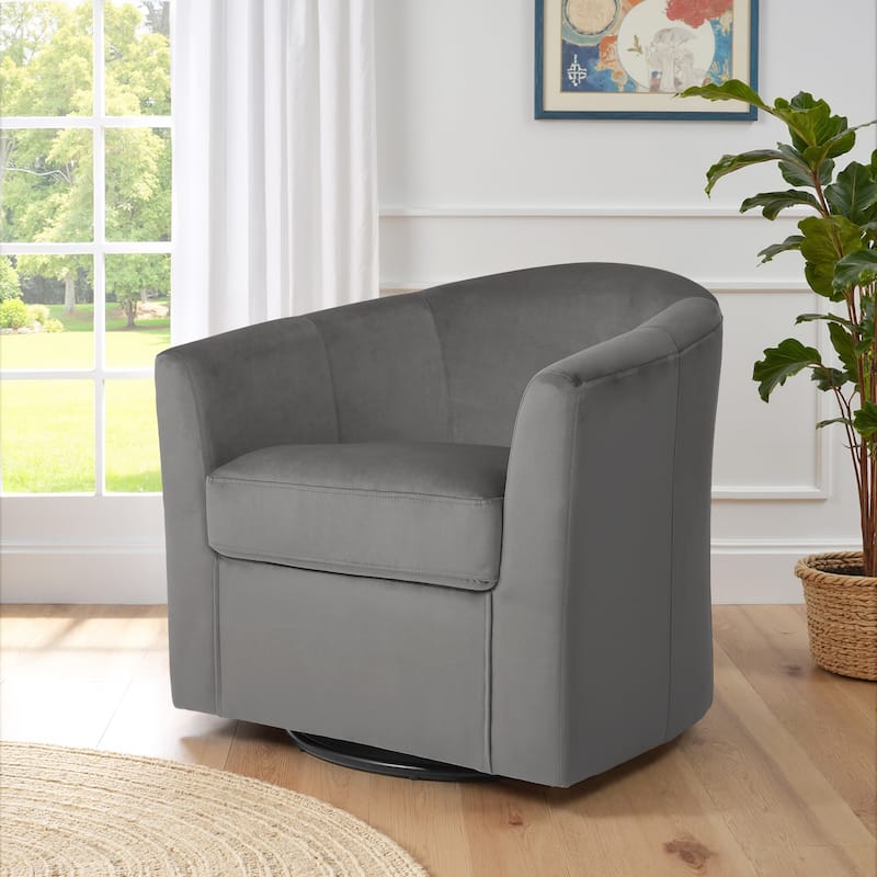 Modern Velvet Upholstered Swivel Barrel Chair for Living Room Lounge
