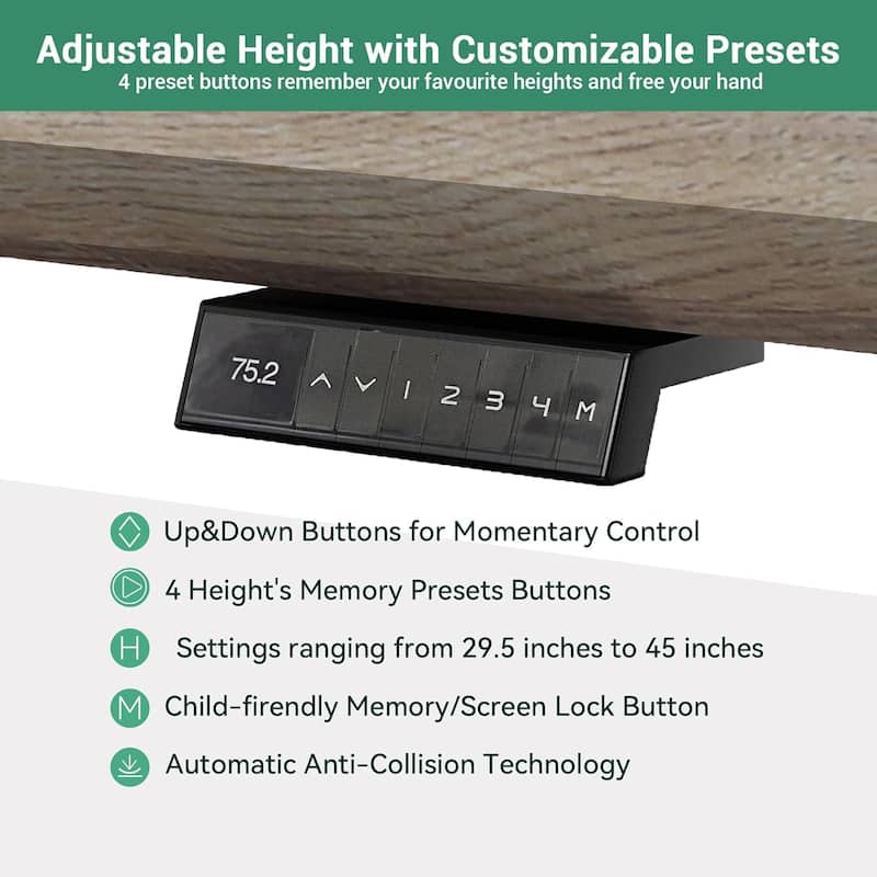 WESOME L-Shaped Executive Desk Adjustable Height with Universal Charging Ports Drawers and Cable Management