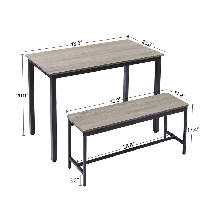 Rustic 3 Piece Dining Table Set for Living Room