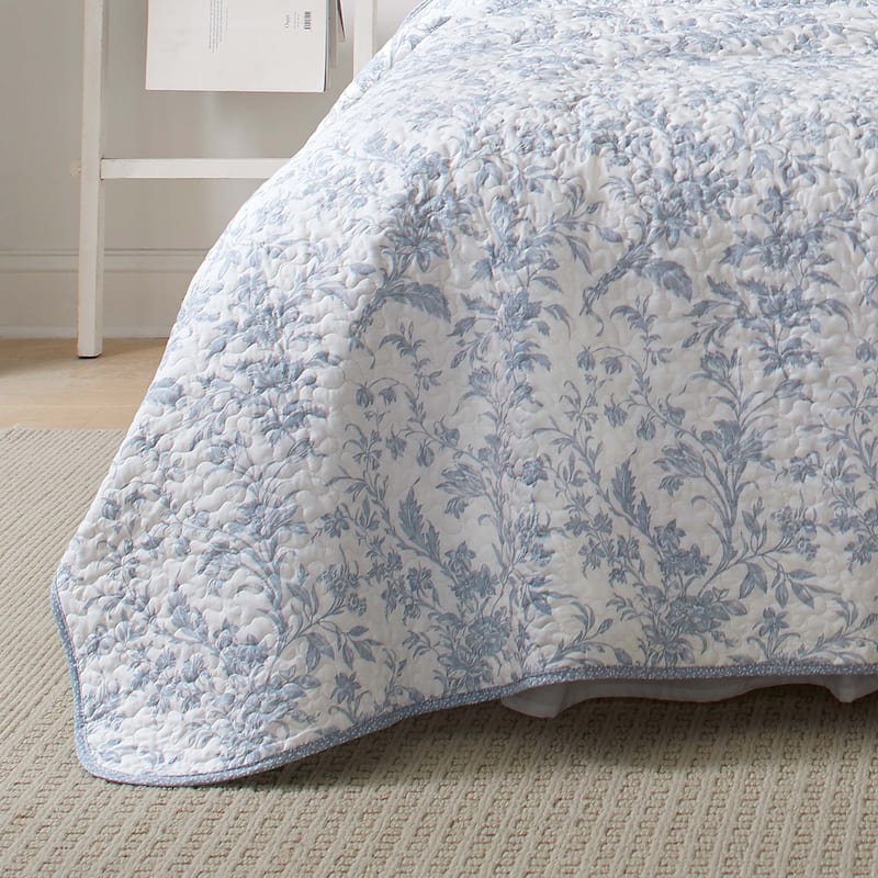 Laura Ashley Amberley Cotton Reversible Blue Quilt Set