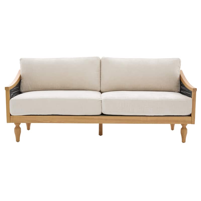 Christopher Knight Home - Riverton Mid-Century Upholstered Loveseat Sofa with Rattan Armrests