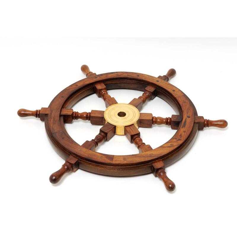 HomeRoots 24" X 24" X 2" Ship Wheel - 24' X '2' X '24