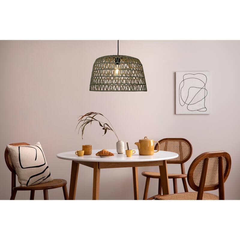 Open Weave Metal and Paper Rope Ceiling Light