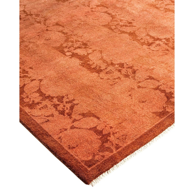 Overton Hand Knotted Wool Vintage Inspired Modern Contemporary Overdyed Brown Square Area Rug - 5' 1" x 5' 1"