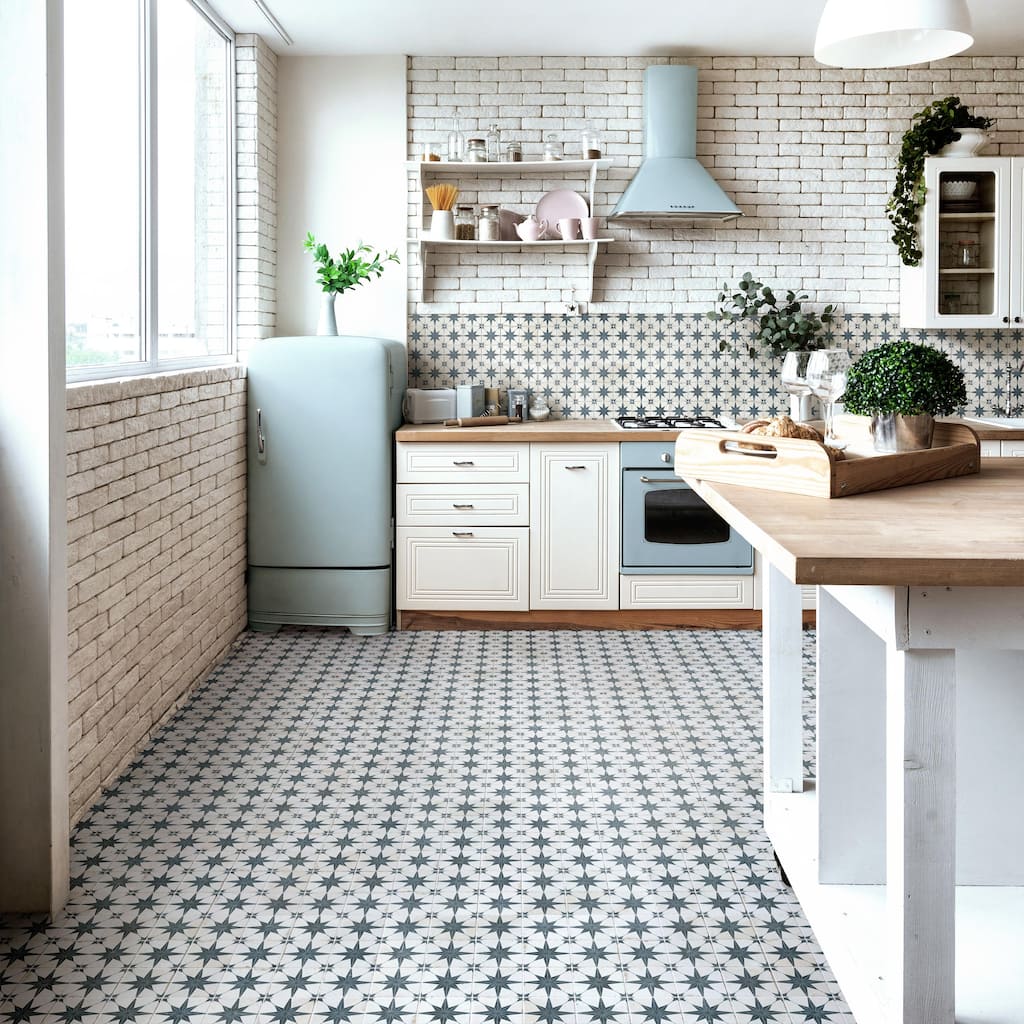Merola Tile Harmonia Kings Star Blue 13" x 13" Ceramic Floor and Wall Tile