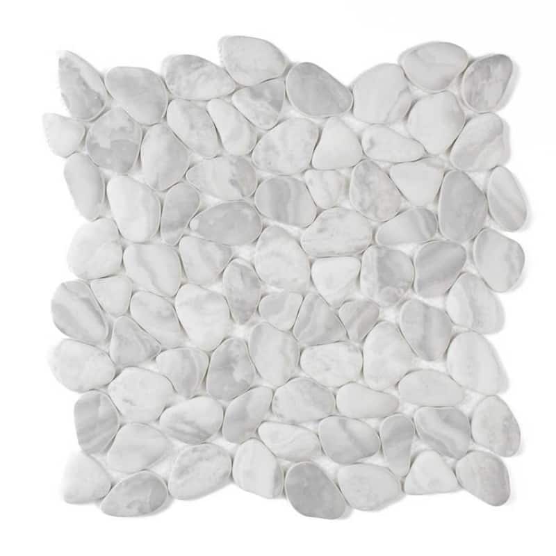 Huron Rock 12x12 Matte Glass Pebble Mosaic Tile - Floor, Wall, Backsplash
