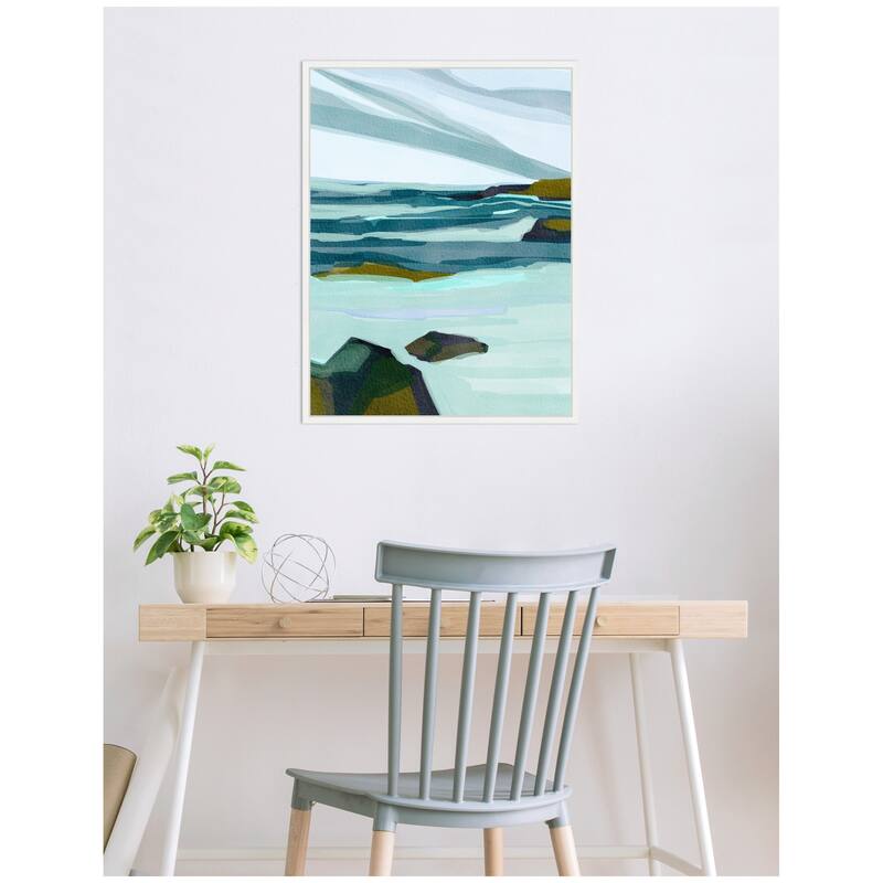 Kate and Laurel Sylvie Ocean Breeze Framed Canvas by Nikita Jariwala