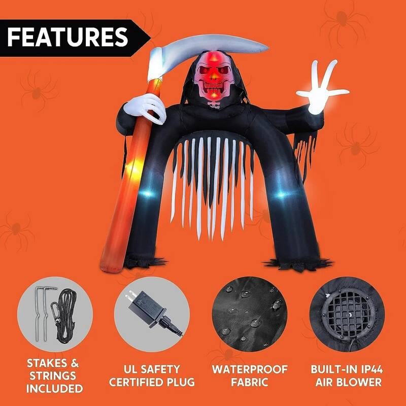 10.5 FT Halloween Inflatable Grim Reaper Archway