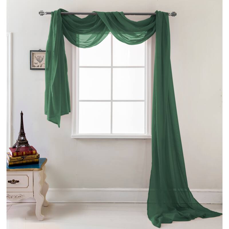 Celine Solid Sheer Curtain Canopy Bed Wedding Scarf - Hunter green