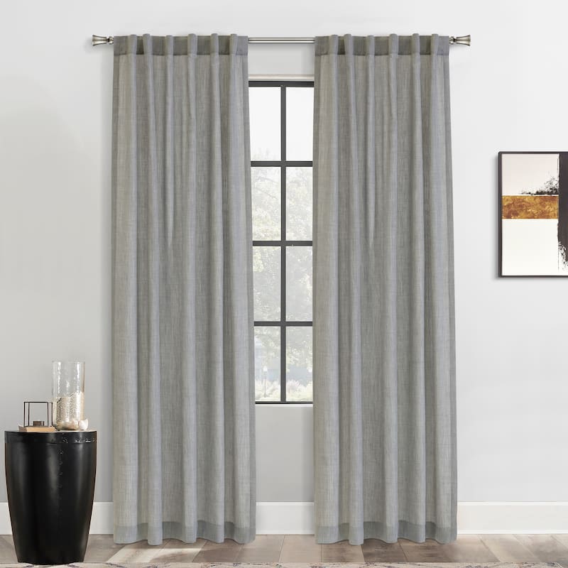 Johnstown Light Filtering Dual Header Curtain Panel - Silver - 52" x 84"