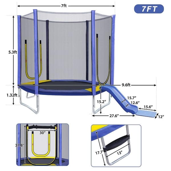 Trampolines 7FT Round Trampoline with Enclosure