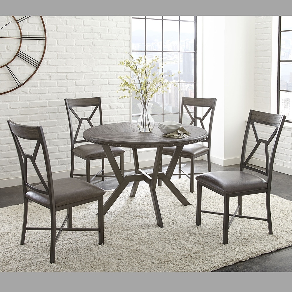 Asbury 45 Inch Round Dining Table with Nail Head Accents by Greyson Living