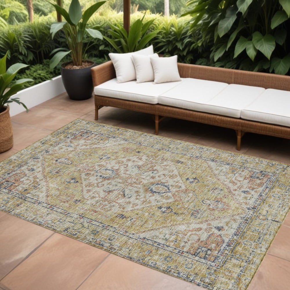 HomeRoots Oriental Traditional Rectangle Outdoor Rug