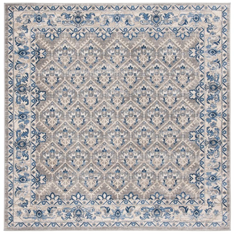 SAFAVIEH Brentwood Paunica Oriental Damask Trellis Rug - 6'7" Square - Light Grey/Blue