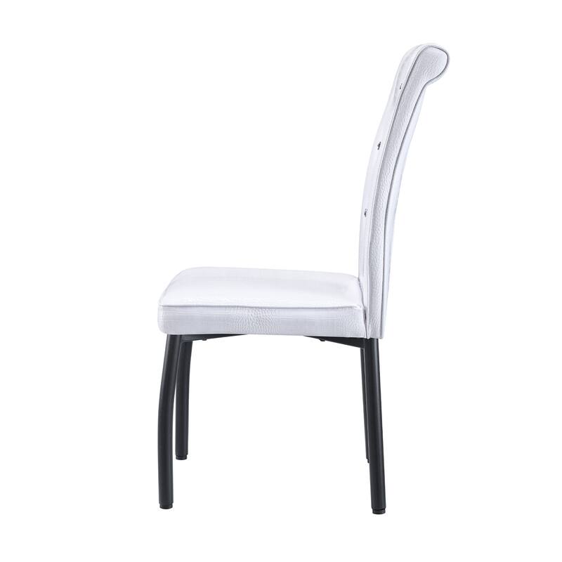 A set of 2 vintage crocodile leather cushioned dining chairs, featuring crystal clasp design and artificial leather design