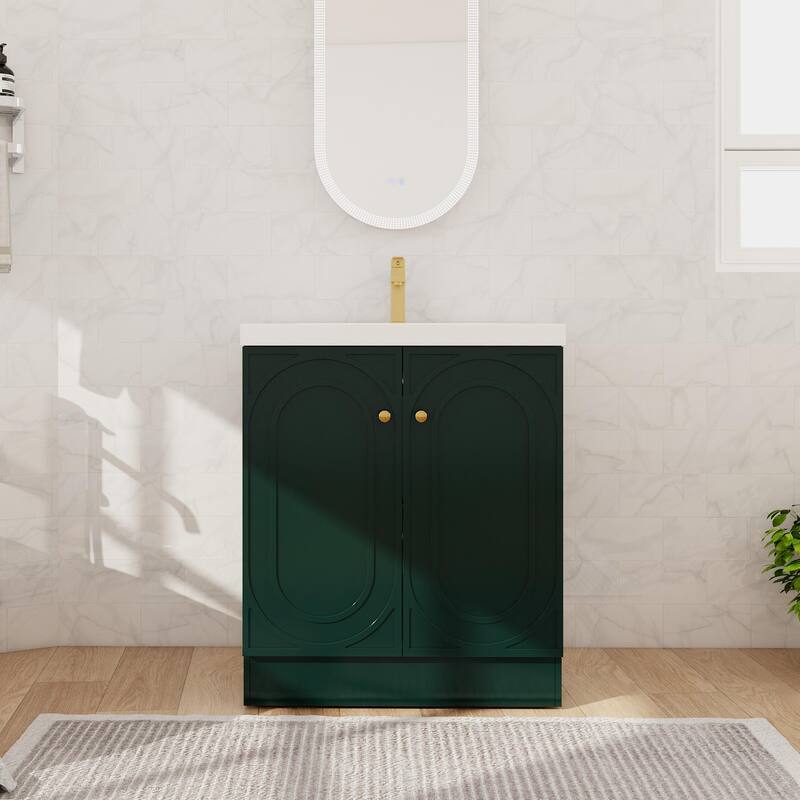 Beingnext 24"/30"/36" Bathroom Vanity with Sink, Freestanding Bathroom Vanity with Soft Close Door and Adjustable Shelf - Green - 29.5"W x 19.7"D x 35.4"H