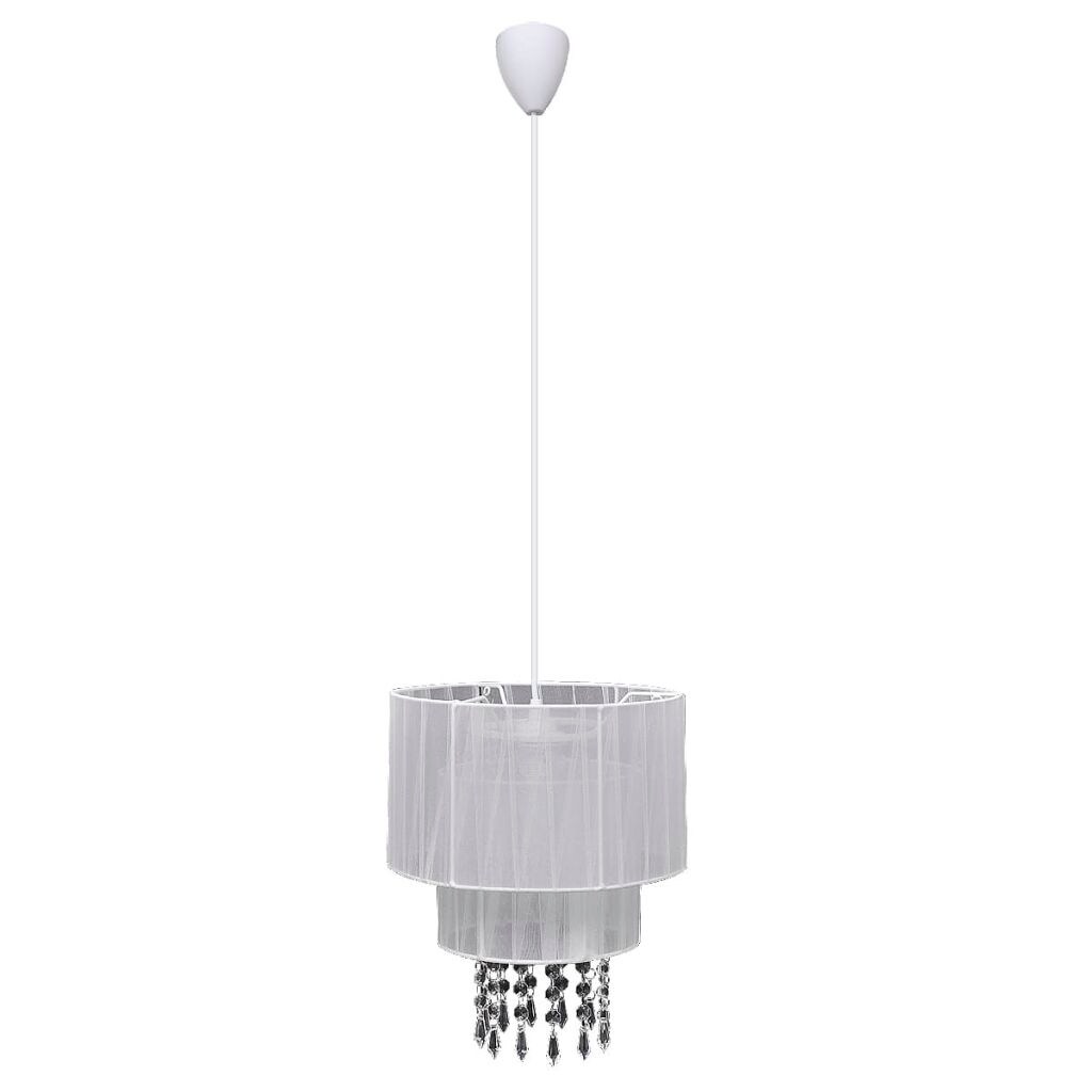 vidaXL Chandelier 11"x13" White Pendant Light Crystal Ceiling Lamp Furniture - Chandeliers For Bedrooms by Overstock.com