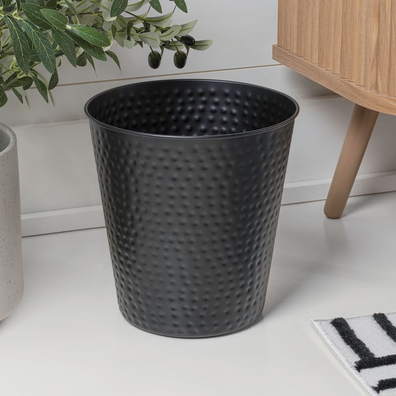 happimess Axel Modern Minimalist Hammered Steel 2-Gallon Wastebasket