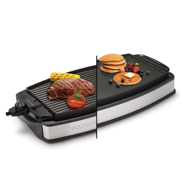 TECHEF - TRUE GRILL PAN - Stovetop Nonstick Indoor/Outdoor Smokeless BBQ  Grill Set, including a Grill Plate and Alumium Drip Tray