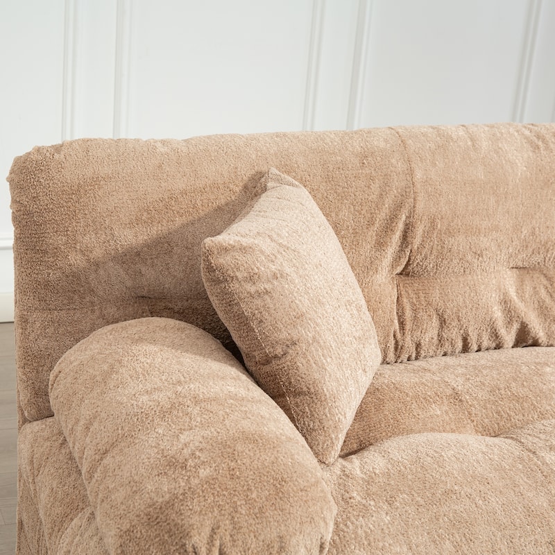 Deep Seating Modular Upholstered Couch L-shaped Sectional Sofa with Reversible Ottoman and Double Layered Seat Cushions