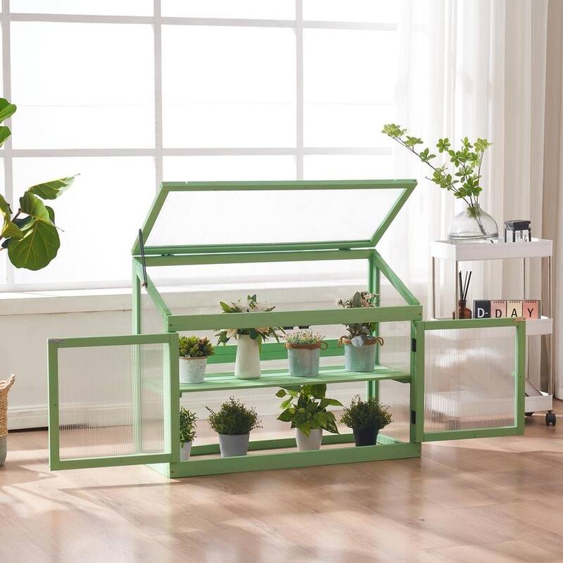 MCombo 2-Tier Cold Frame Greenhouse, Solid Wood 0160