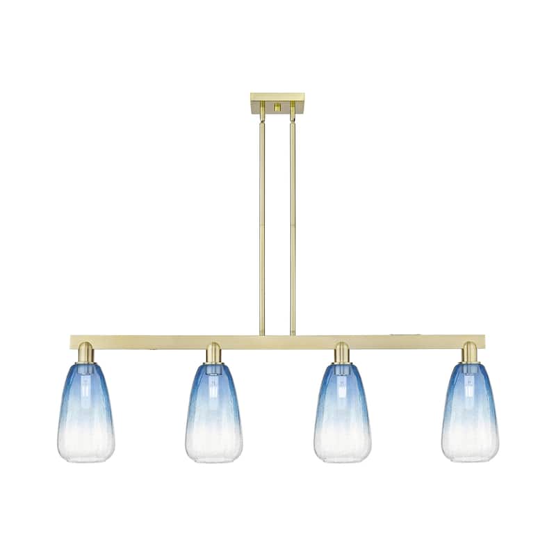 Innovations Lighting 716-4I-8-46 Brookhaven Almond Linear Brookhaven - Antique Brass / Sapphire Blue