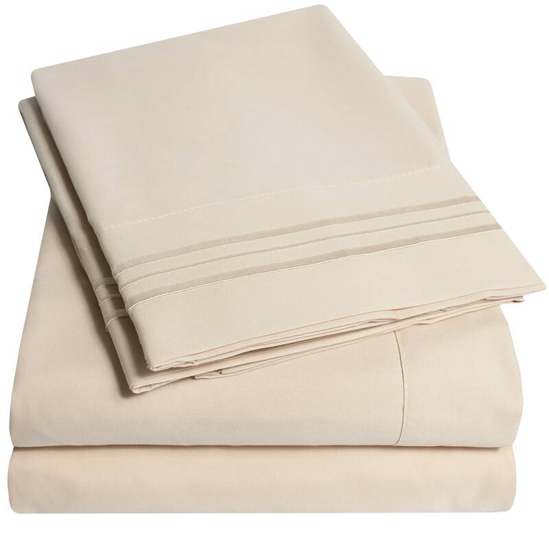 Deep Pocket Soft Microfiber 4-piece Solid Color Bed Sheet Set - Twin - Beige