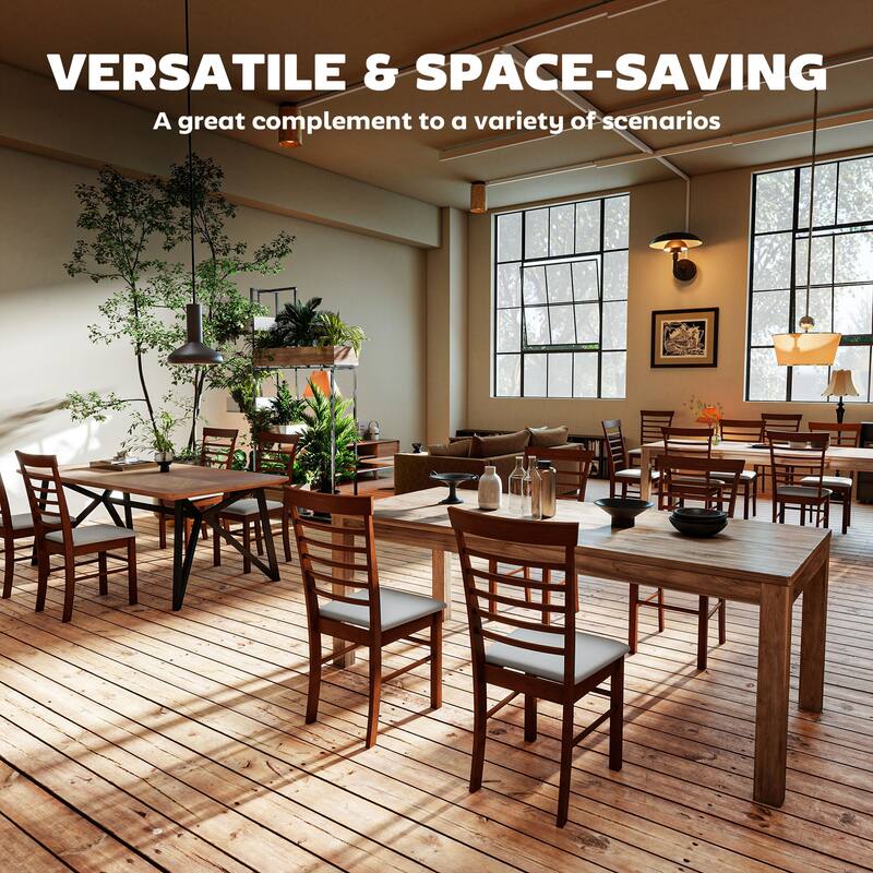 HOMCOM Wooden Dining Chairs Set of 4, Farmhouse Upholstered Kitchen Chairs with Rubber Wood Frame for Living Room, Dining Room