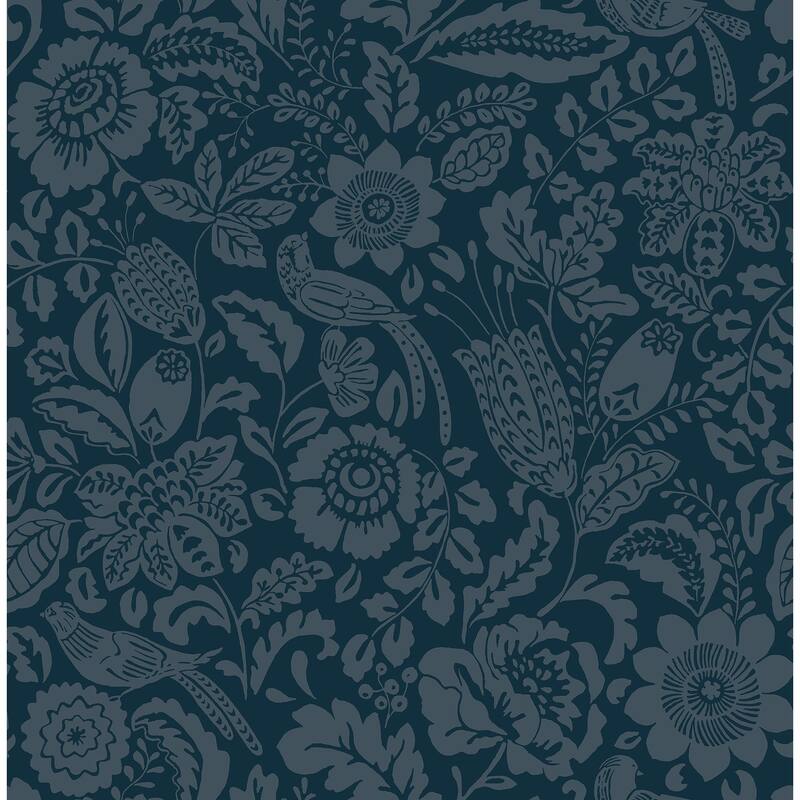 A-Street Prints Marta Navy Floral Trail Wallpaper