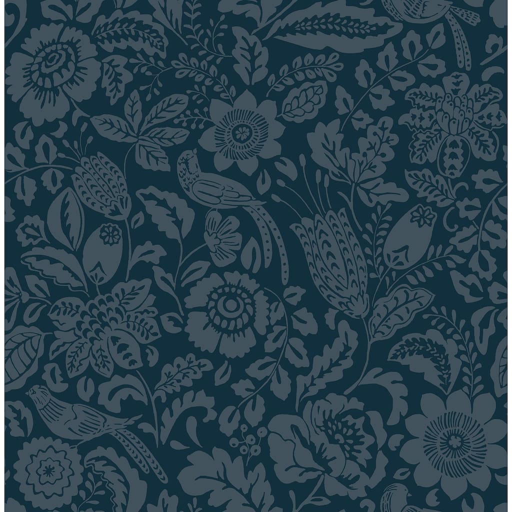 A-Street Prints Marta Navy Floral Trail Wallpaper