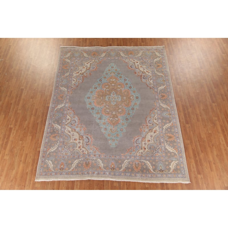 Over-Dyed Tabriz Persian Vintage Area Rug Handmade Wool Carpet - 8'10"x 11'2"