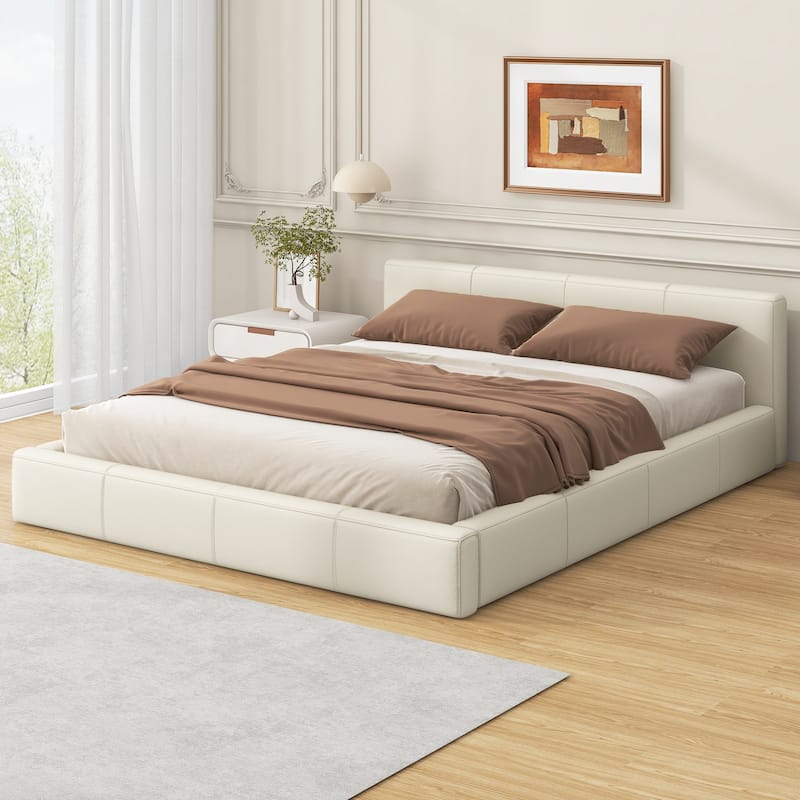 Christopher Knight Home - Faux Leather Upholstered Modern Platform Bed with Sturdy Wood Frame, No Box Spring Needed