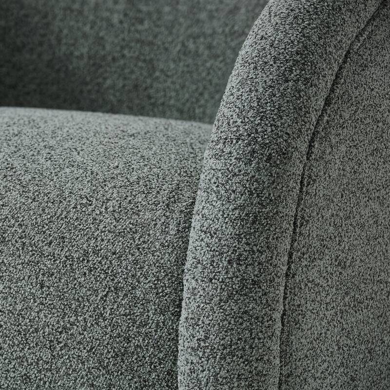 Scott Living - Sabbo Modern Boucle Upholstered 360° Swivel Accent Chair, Walnut-Finished Solid Wood Base & Ergonomic Curved Back