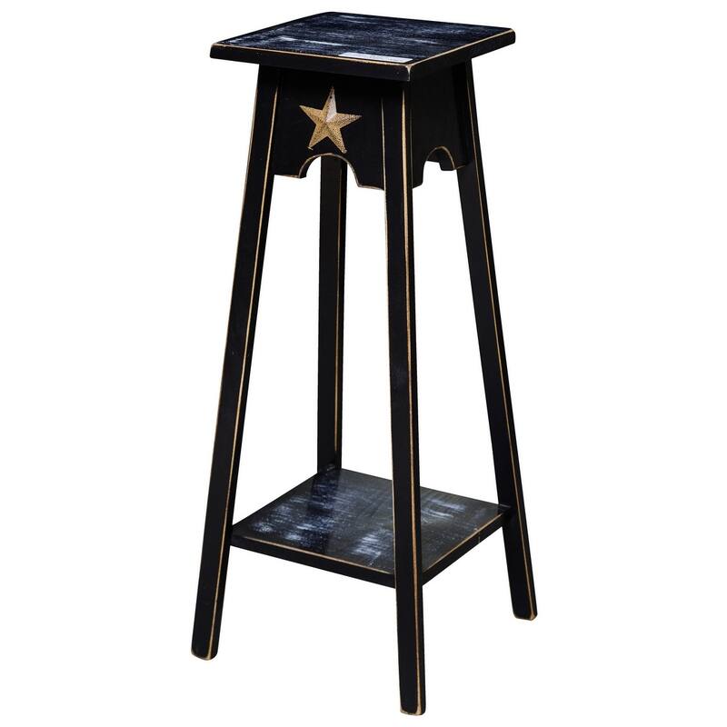 Country-Style Plant Stand with Rustic Star - Black