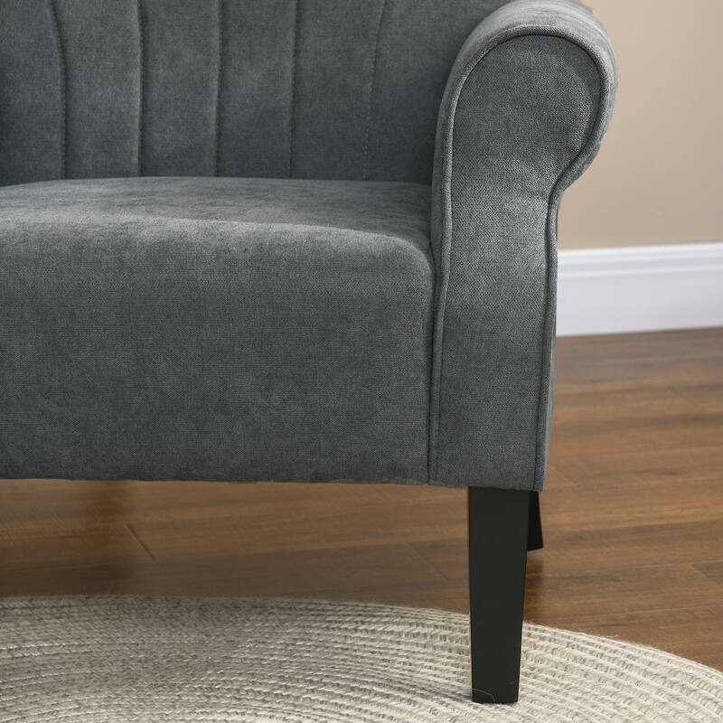 Dark Gray Modern 31.5" High Back Upholstered Arm Chair with Wood Legs for Living Room