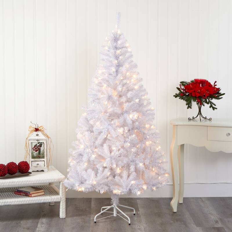 6’ Pre-Lit Artificial Christmas Tree, Clear LED Lights - 6 Foot