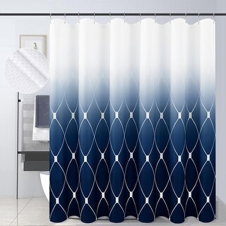 Geometric Navy Blue Shower Curtains for Bathroom with Hooks, 72 x 78 ...
