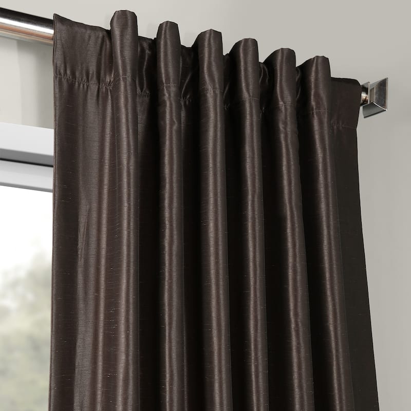 Exclusive Fabrics Vintage Textured Faux Dupioni Silk Room Darkening Curtains (1 Panel)