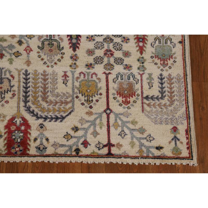 Hand Knotted Oriental 100% Wool Carpet Traditional All-Over Beige & Ivories Ziegler Area Rug - 6' 7'' X 5' 0''