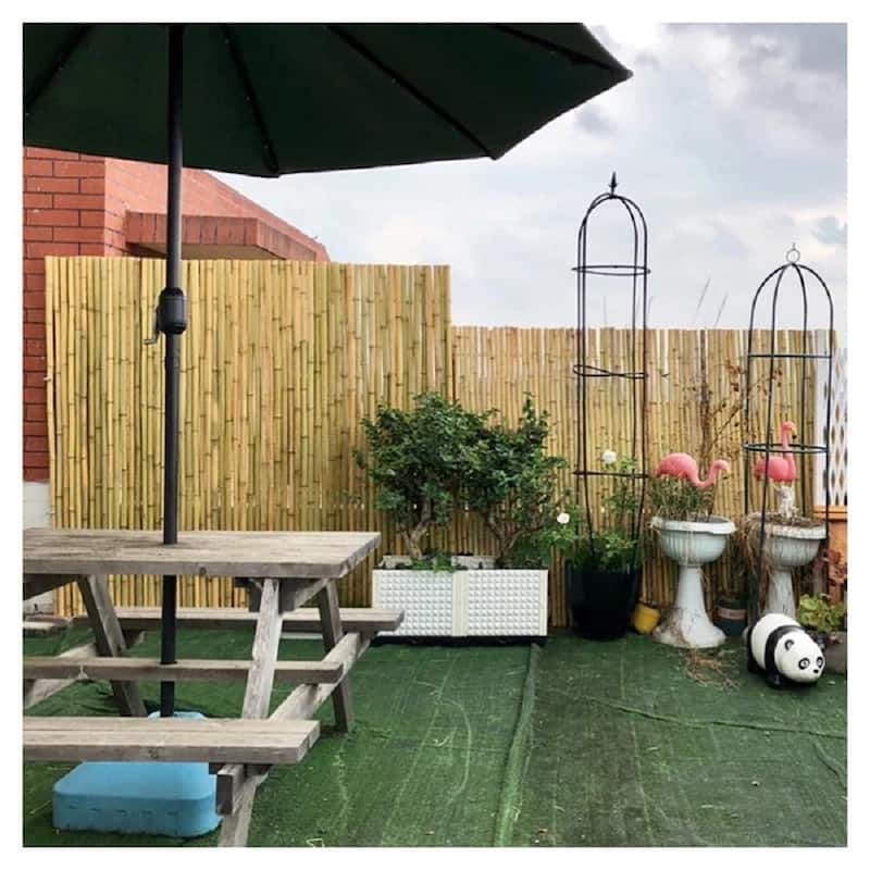 Agfabric 1 in. D x 8 ft.L Natural Bamboo Garden Fence With Hook Barrier Fence For Patio