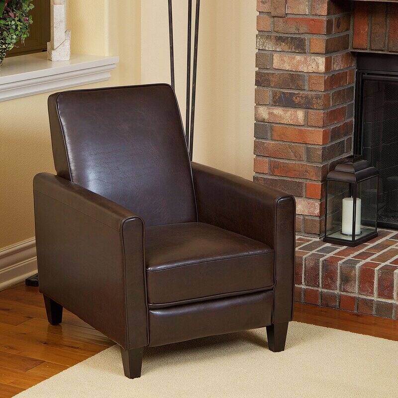 Pushback Recliner Chair, Fax Leather Armchair Push Back Accent Chair for Living Room, Home Theater Single Sofa Club Chair