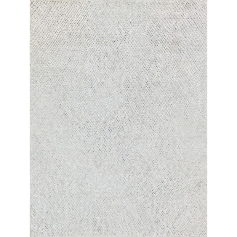 EXQUISITE RUGS Crescendo Hand-loomed Bamboo Silk White Area Rug.